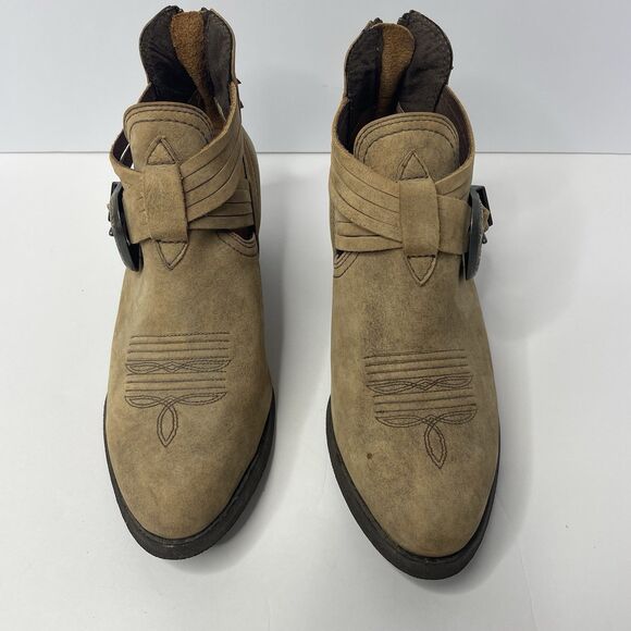 Ariat Dulce Ankle Boots Leather Western Brown Buckle Heel Women’s size 8.5B - Picture 2 of 14